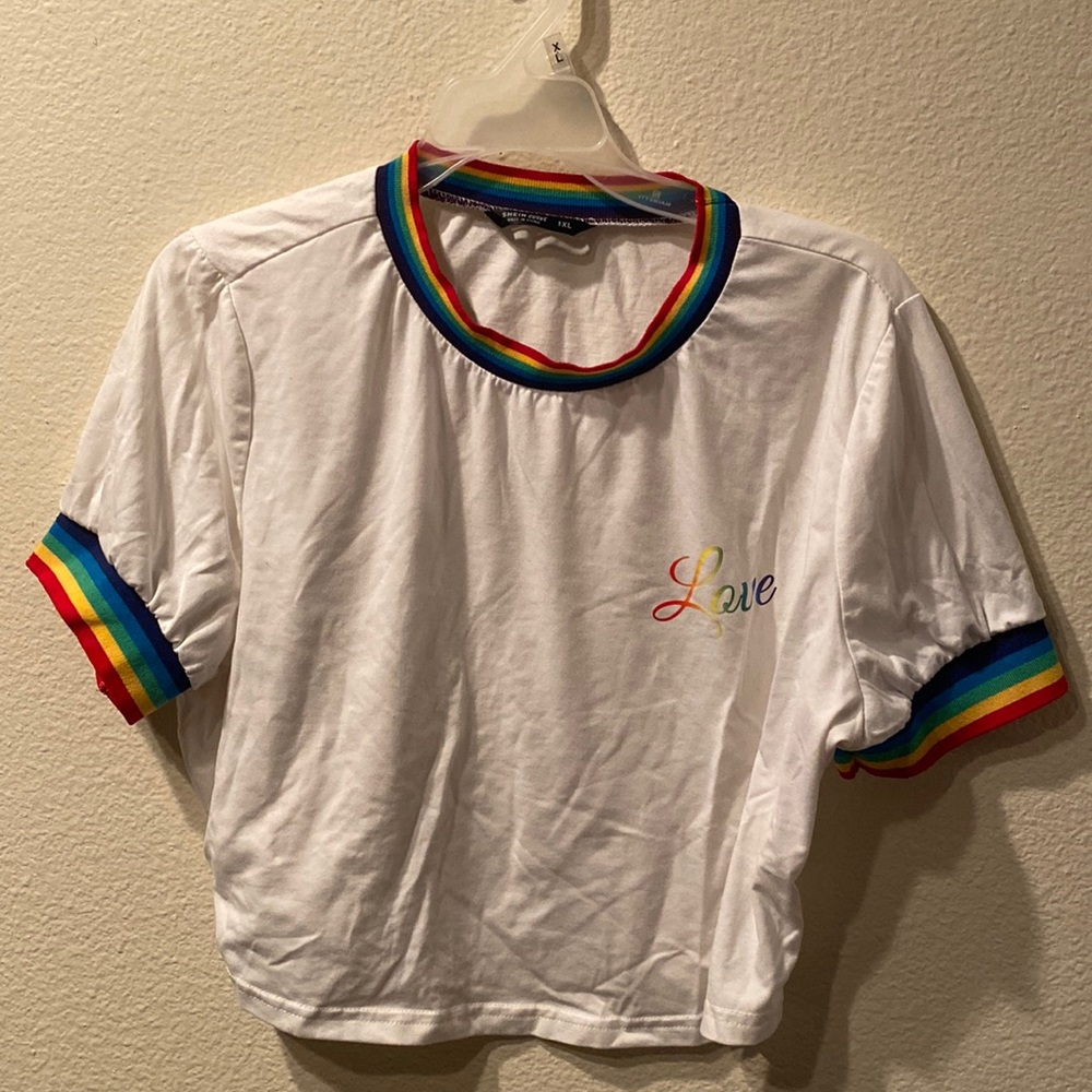 Shein Crop Top, Rainbow “Love”
